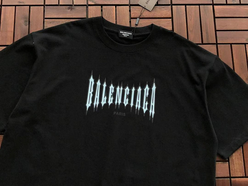 Black Gothic Logo Balenciaga T-Shirt