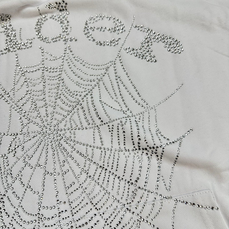 Sp5Der Rhinestone Logo Hoodie White