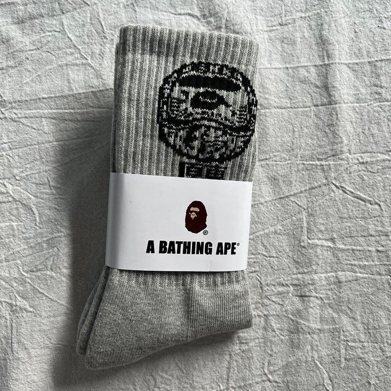 A Bathing Ape Crew Socks - Black/White/Gray/Cream