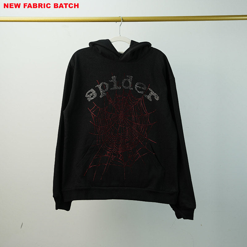 Sp5Der Rhinestone Logo Hoodie Black