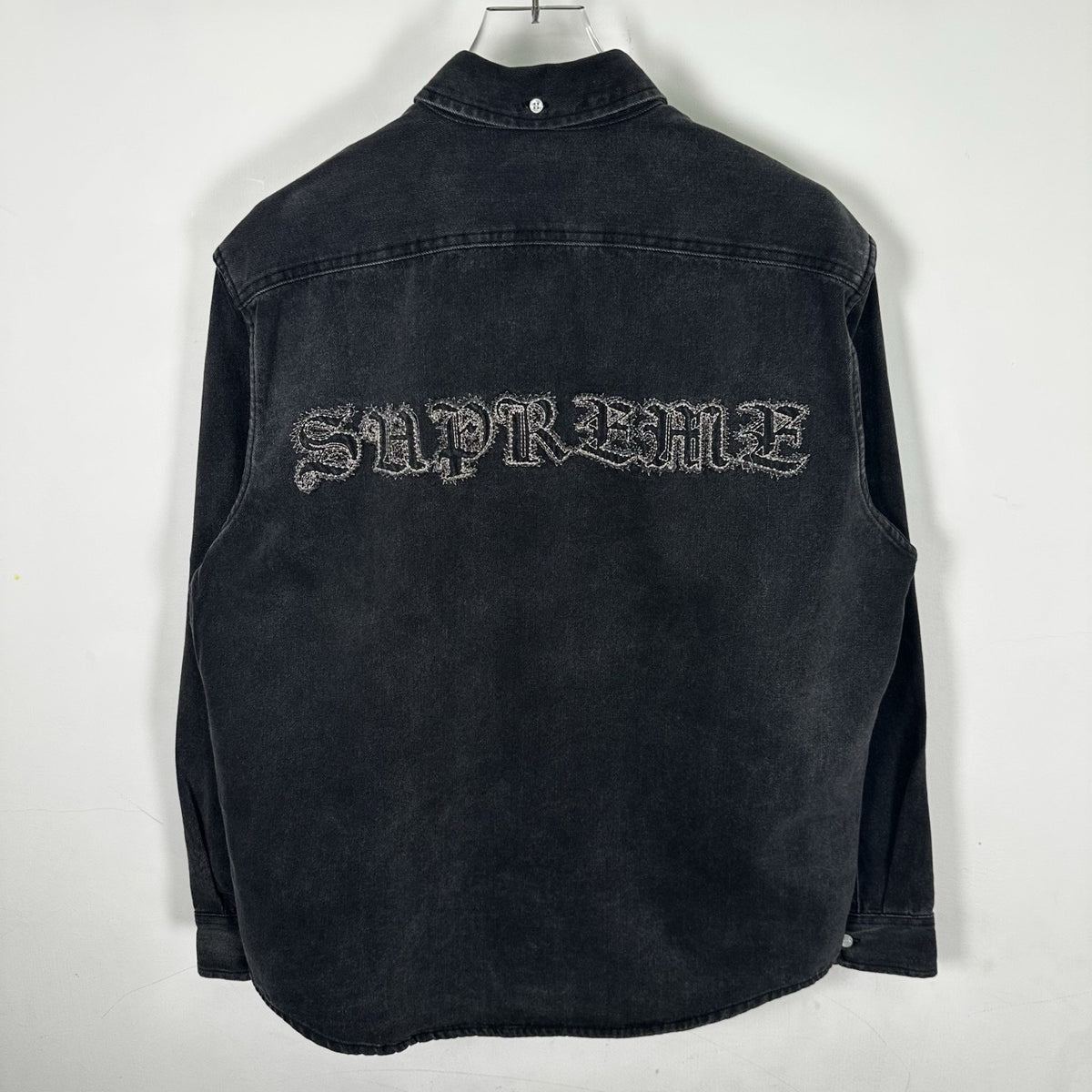 Supreme Gothic Logo Denim Button-Up Shirt