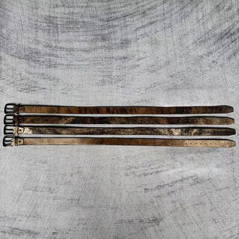 Unknown Brand Cowhide Hair-On Belt - Tan/Brown