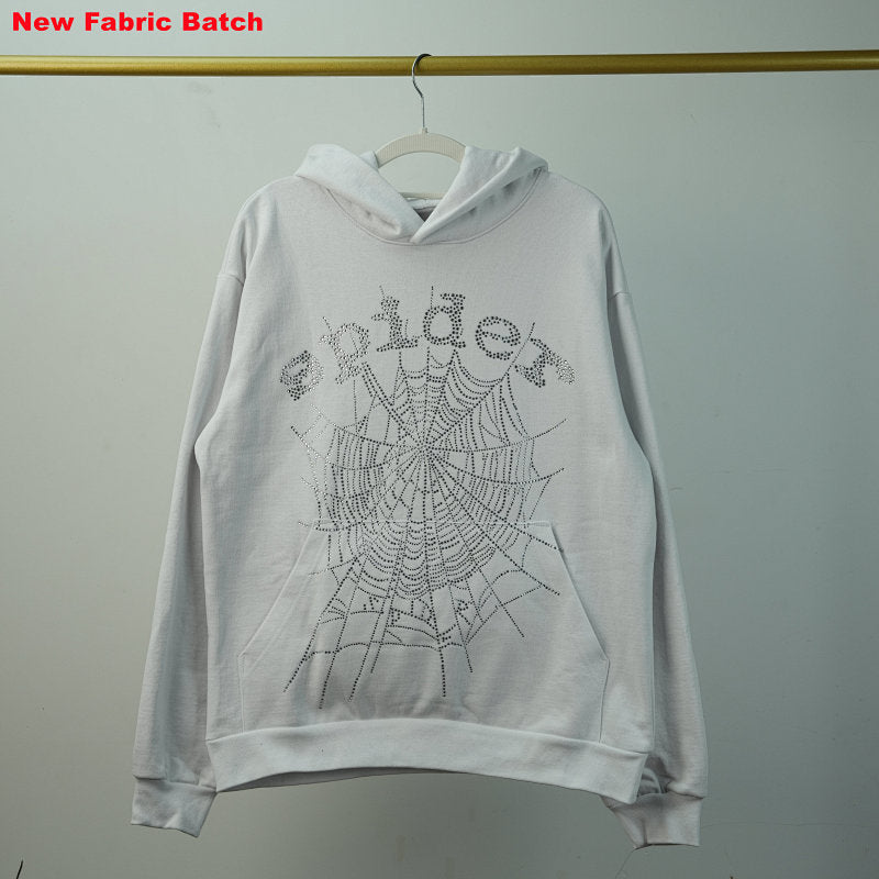 Sp5Der Rhinestone Logo Hoodie White