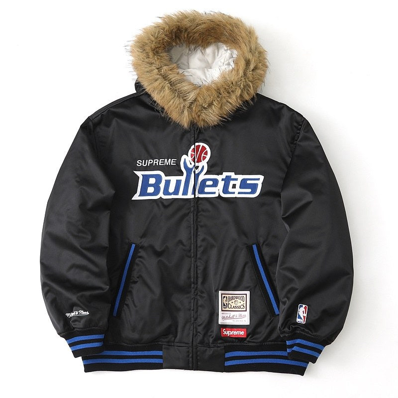 Supreme Basketball Fur-Trim Hooded Bomber Jacket
