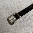 Snakeskin-Embossed Belt - Black