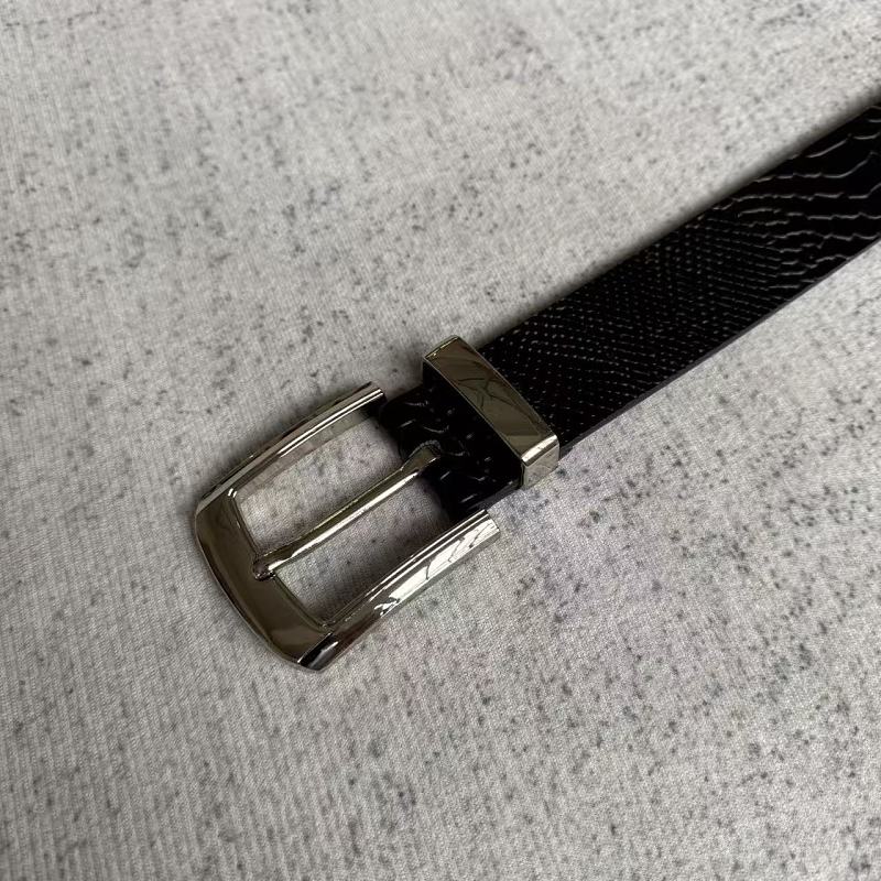 Unknown Brand Snakeskin-Embossed Belt - Black