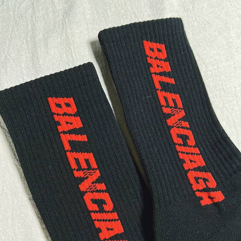 Balenciaga Crew Socks - Black/Red