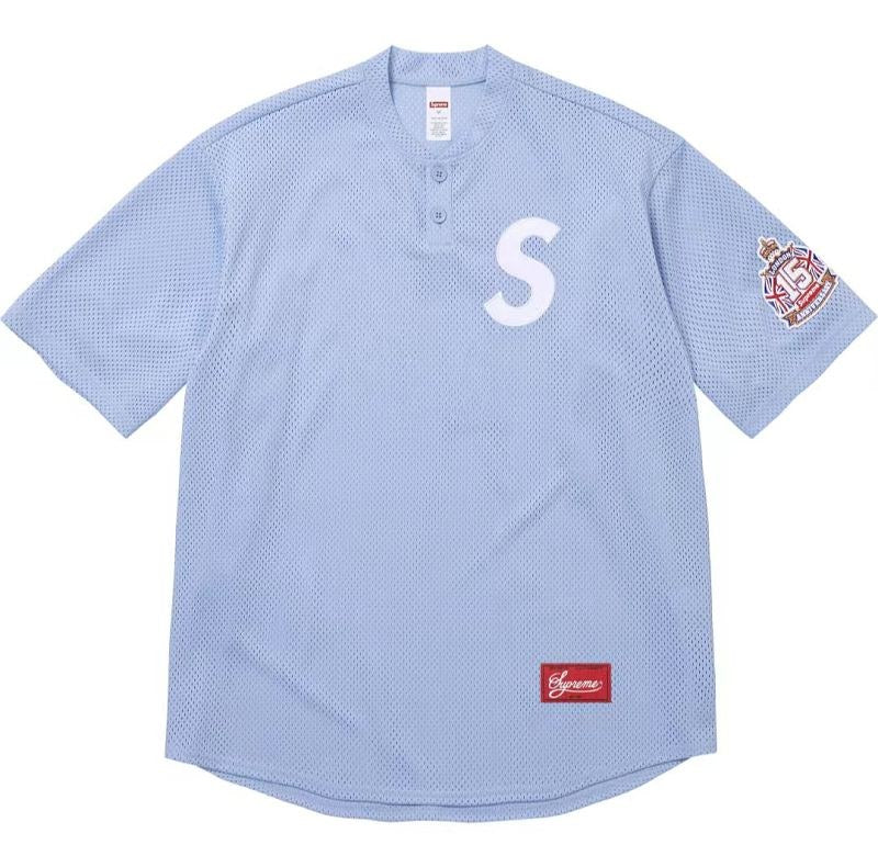 Supreme S Logo Mesh Baseball Jersey