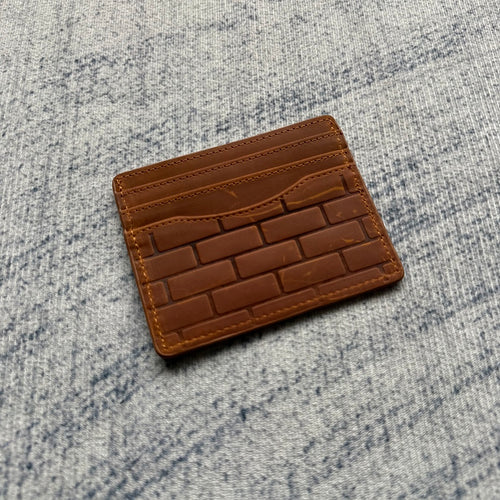 Brick-Embossed Leather Belt - Tan/Cognac
