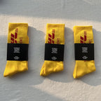 Yellow Crew Socks with Red Logo Design