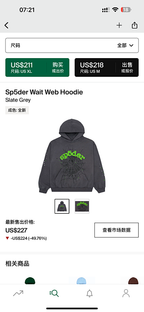 Sp5der Wait Web Hoodie Slate Grey