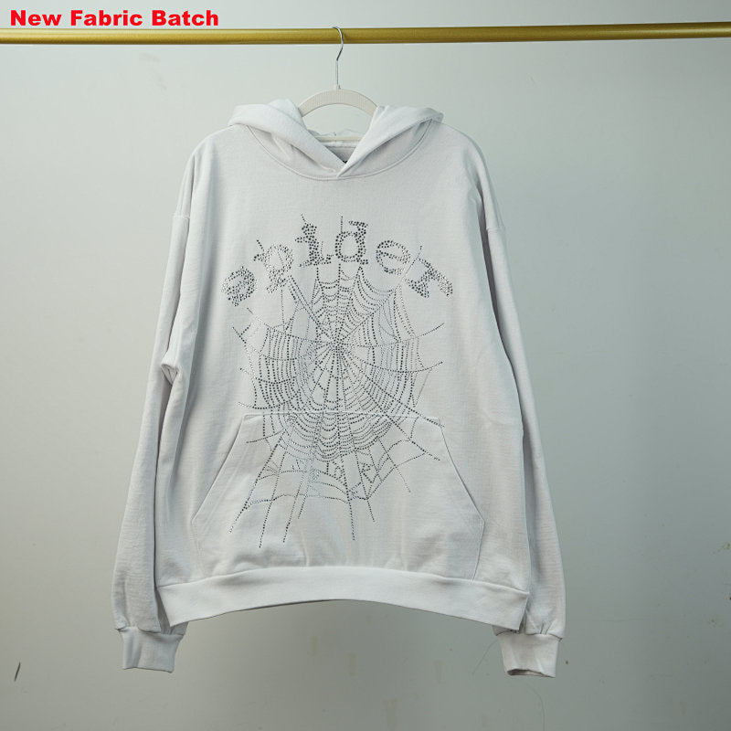 Sp5Der Rhinestone Logo Hoodie White