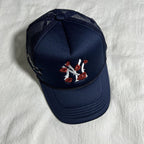 Navy Trucker Cap with NY Logo and Lips Embroidery