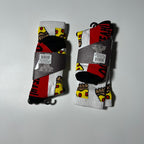 Oooh Yeah! Pizza Print Crew Socks - White/Yellow/Red