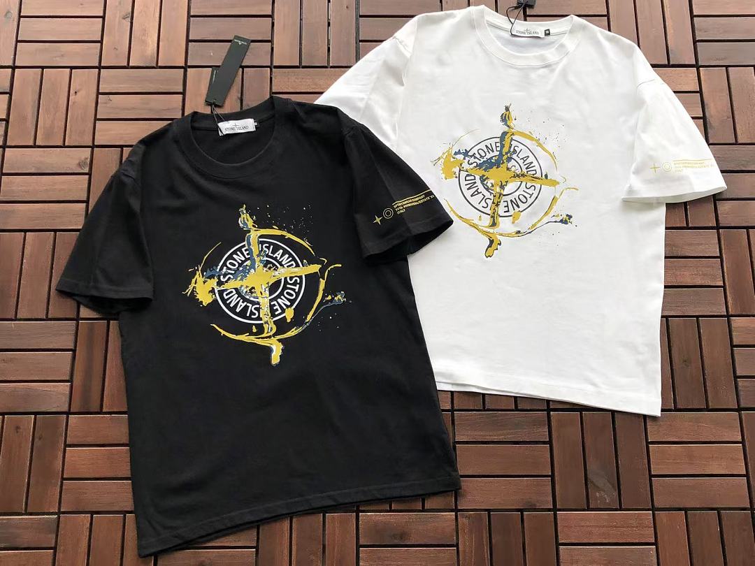 Black White Small Logo Stone Island T-Shirt 3