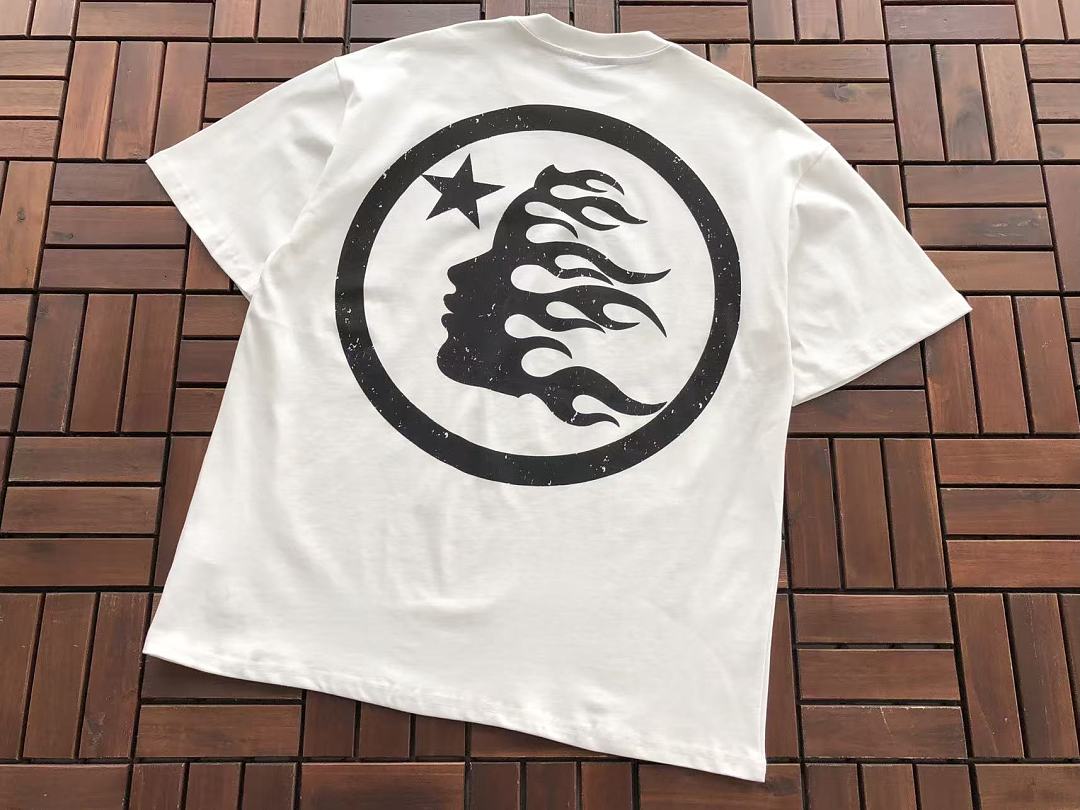 White Circle Flame Graphic Hellstar T-Shirt