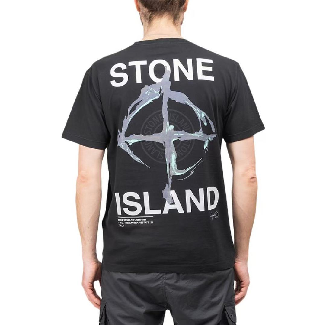 Black White Circle Graphic Stone Island T-Shirt
