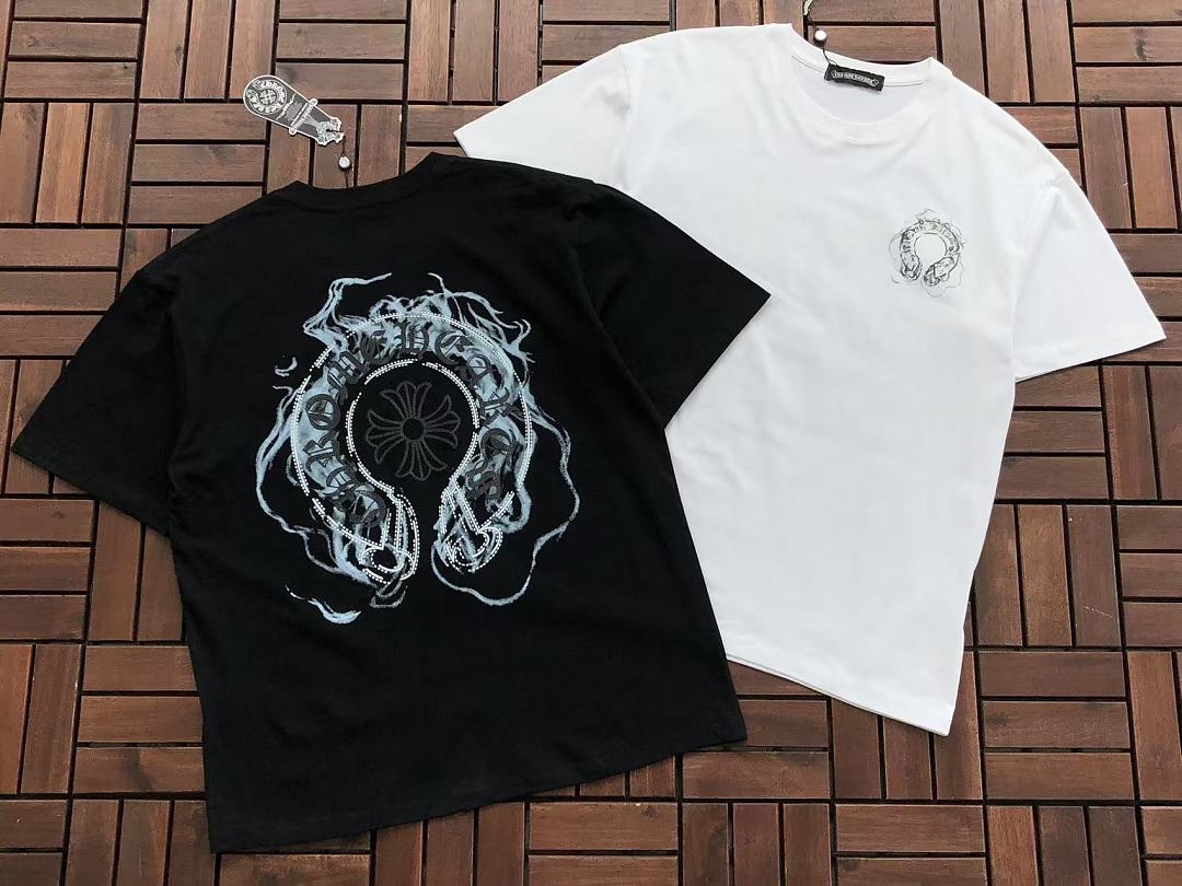 Black White Back Graphic Chrome Hearts T-Shirt