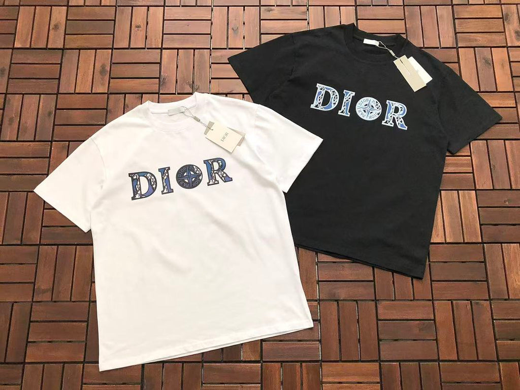 White Black Logo Stone Island Dior T-Shirt