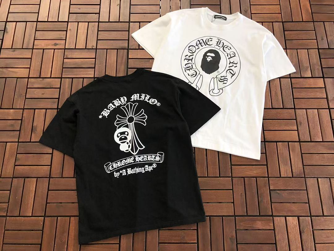 Black White Horseshoe Graphic Chrome Hearts T-Shirt