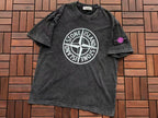Black White Text Logo Stone Island T-Shirt