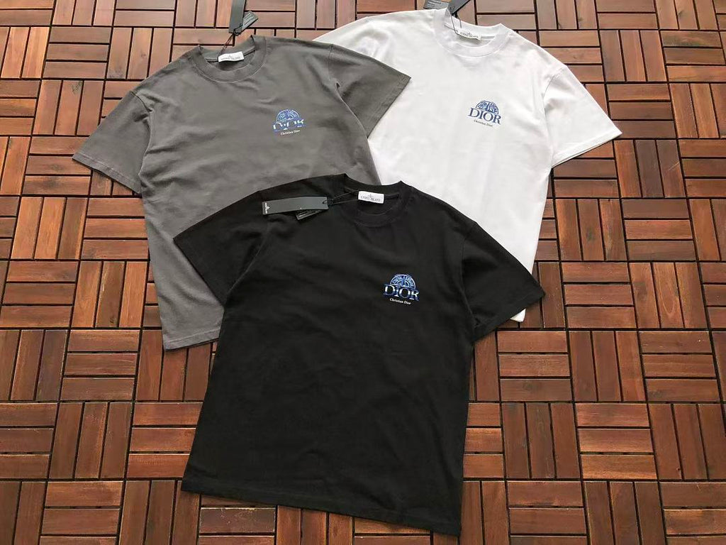 Black White Logo Stone Island Dior T-Shirt