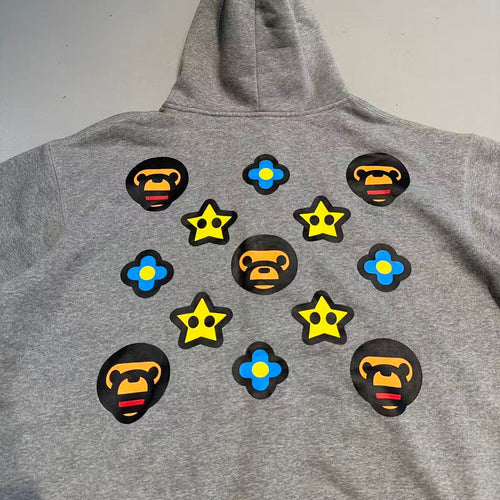 A Bathing Ape BAPE Baby Milo Multi-Patch Pullover Hoodie - Grey