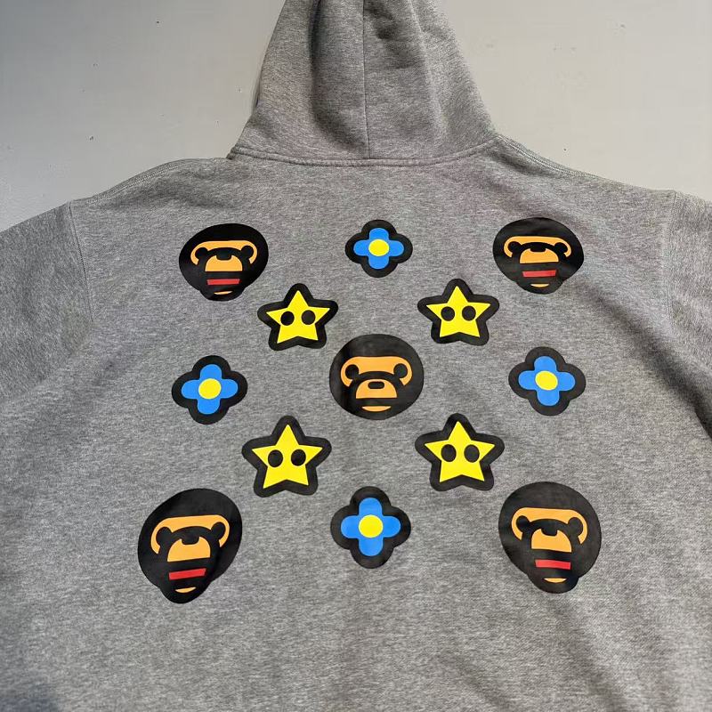 A Bathing Ape BAPE Baby Milo Multi-Patch Pullover Hoodie - Grey