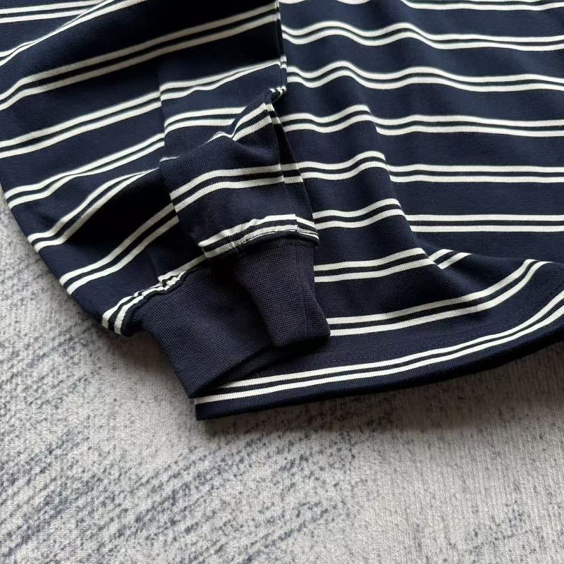 Unknown Brand Striped Long Sleeve Crewneck - Navy/White