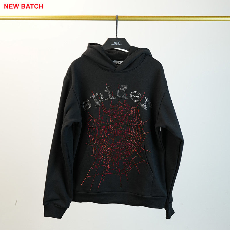Sp5Der Rhinestone Logo Hoodie Black