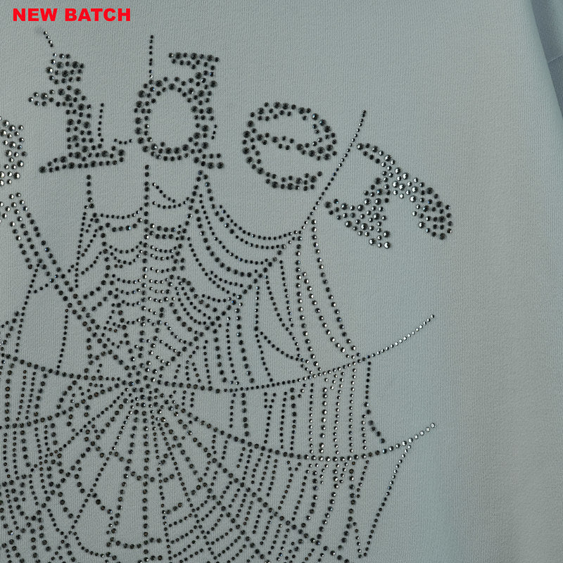 Sp5Der Rhinestone Logo Hoodie White