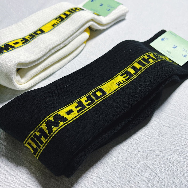 Off-White Crew Socks - White/Black/Yellow
