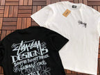 Black White Design Graphic Stussy T-Shirt