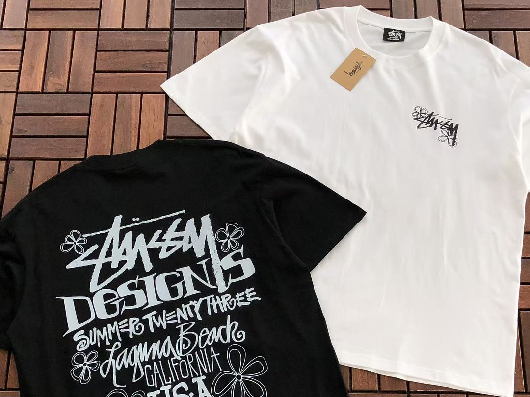 Black White Design Graphic Stussy T-Shirt