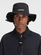 Jacquemus Wide Brim Bucket Hat with Chin Strap