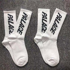 Palace Logo Crew Socks Black and White