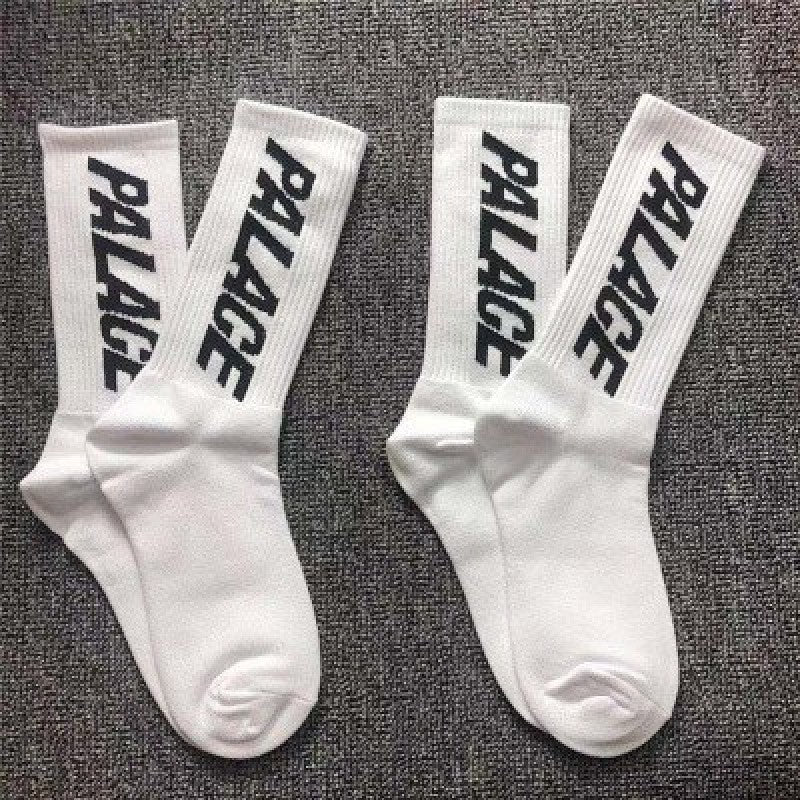 Palace Logo Crew Socks Black and White
