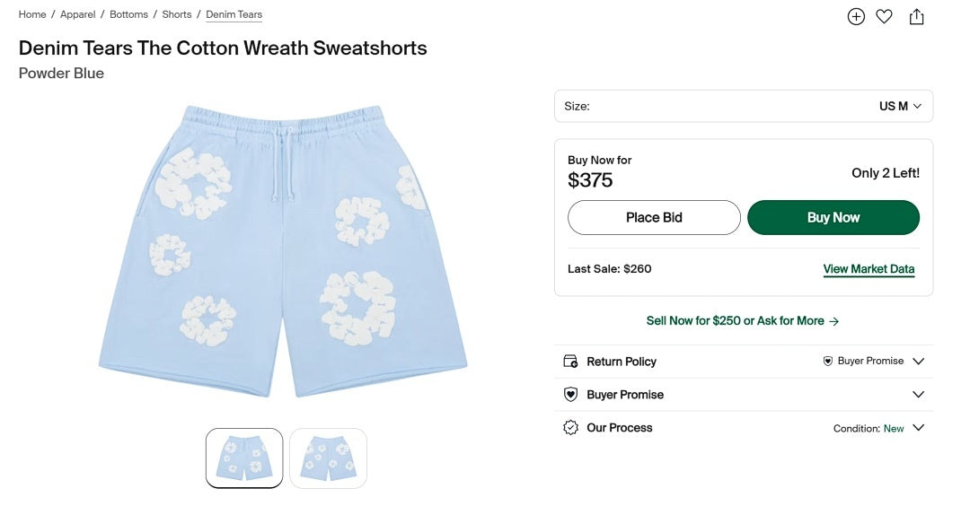 Denim Tears The Cotton Wreath Powder Sweatshorts