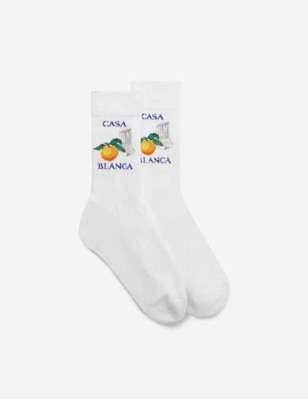 Casablanca Orange Graphic Crew Socks