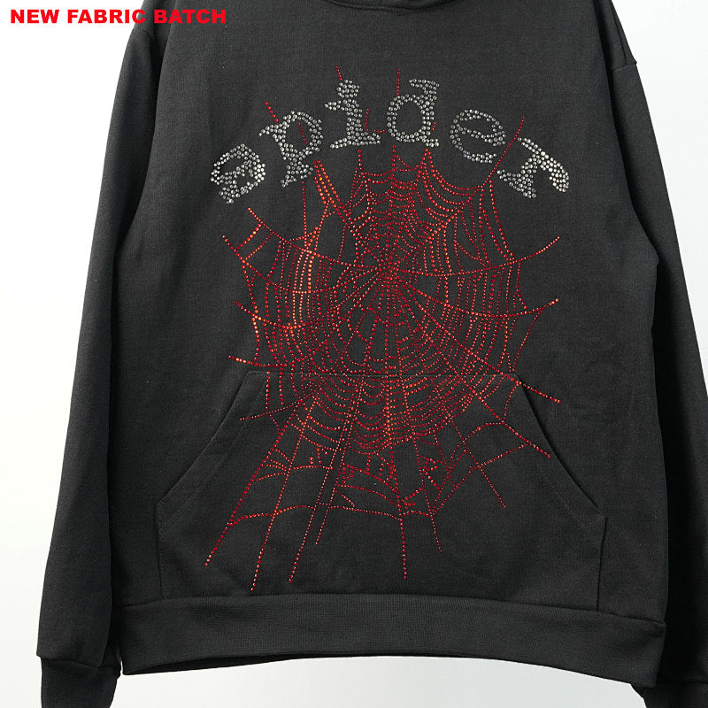 Sp5Der Rhinestone Logo Hoodie Black