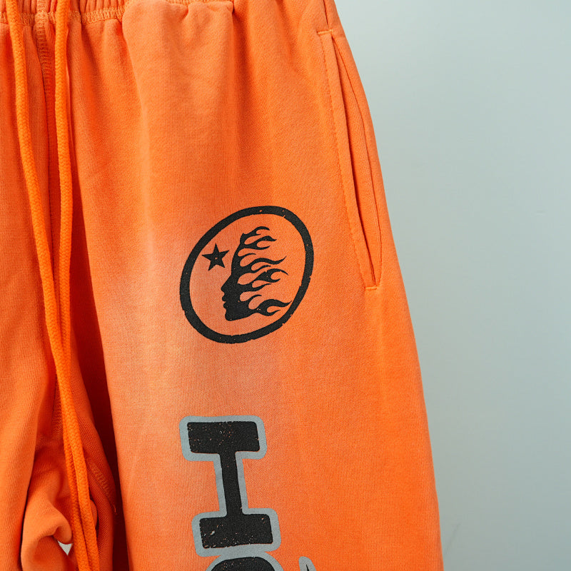 Hellstar Fire Orange Closed Elastic Bottom Sweatpants Orange Dye