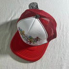 Floral Cross Print Mesh Trucker Cap