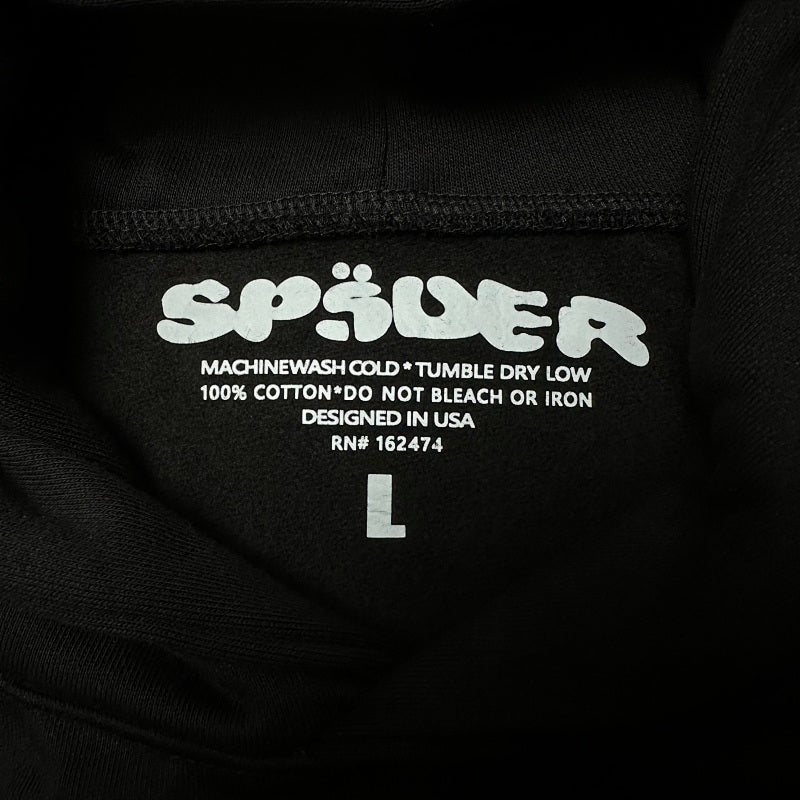 Sp5Der Rhinestone Logo Hoodie Black