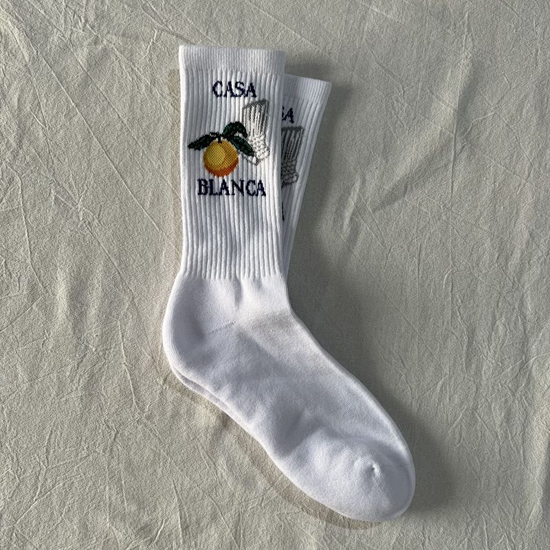 Casablanca Orange Graphic Crew Socks