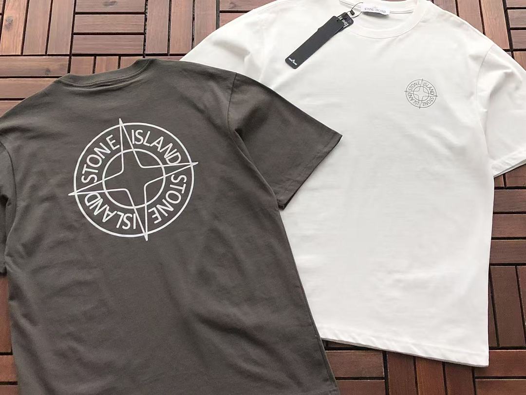 Grey Compass Logo Stone Island T-Shirt