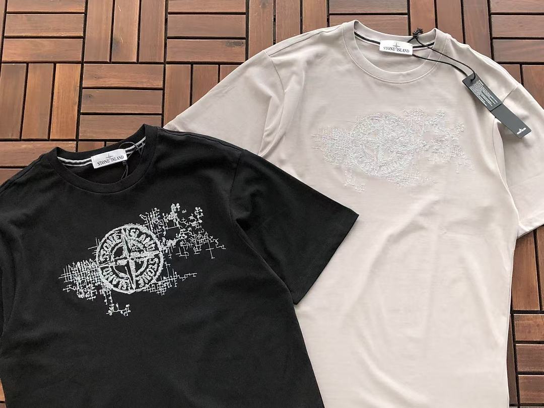 Black White Landscape Graphic Stone Island T-Shirt