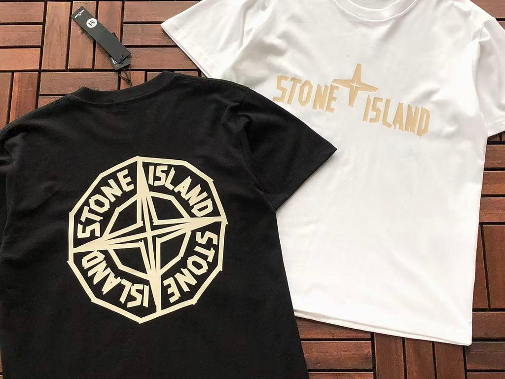 Black White Pink Circle Logo Stone Island T-Shirt