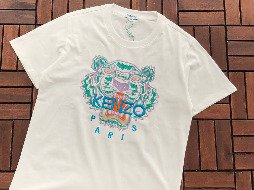 White Green Tiger Graphic Kenzo T-Shirt