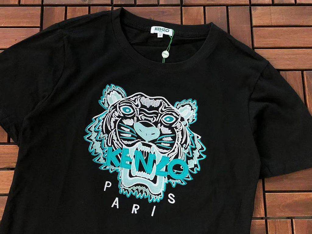 Black Blue Tiger Graphic Kenzo T-Shirt 2