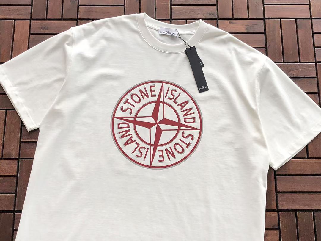 White Red Compass Logo Stone Island T-Shirt